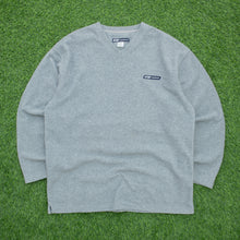 Load image into Gallery viewer, 1995 Reebok Small Spell Out Logo Embroidered V-Neck Grey Fleece Jumper - L
