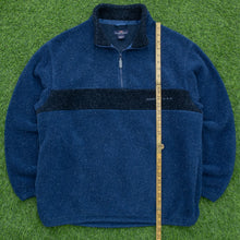 Load image into Gallery viewer, 2000 GANT Sport USA Small Spell Out Embroidered Two Tone Stripe Oversized 1/4 Quarter Zip Sherpa Navy Fleece - L

