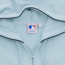 Load image into Gallery viewer, New York Yankees Spell Out Graphic MLB Majestic Light Blue Zip Up Hoodie - XL
