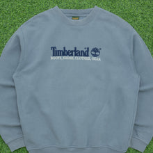 Load image into Gallery viewer, Timberland Spell Out Embroidered Pullover Crewneck Blue Sweatshirt - M/L (2002)
