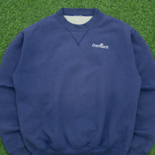 Load image into Gallery viewer, Carhartt Small Spell Out Embroidered Lined Heavyweight Boxy Crewneck Navy Sweatshirt - M
