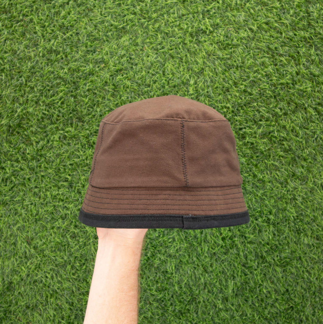 (2001) Nike Small Swoosh Embroidered Contrast Stitch Brown Black Bucket Hat - One Size (M/L)