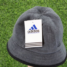 Load image into Gallery viewer, (2000) BNWT Adidas Embroidered Double Sided Logo Terry Grey Black Bucket Hat - One Size (S)
