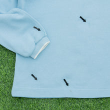 Load image into Gallery viewer, Women’s 1999 Nike Large Swoosh Sleeve Spell Out Embroidered Boxy 1/4 Quarter Zip Light Blue Hoodie - M (10-12)
