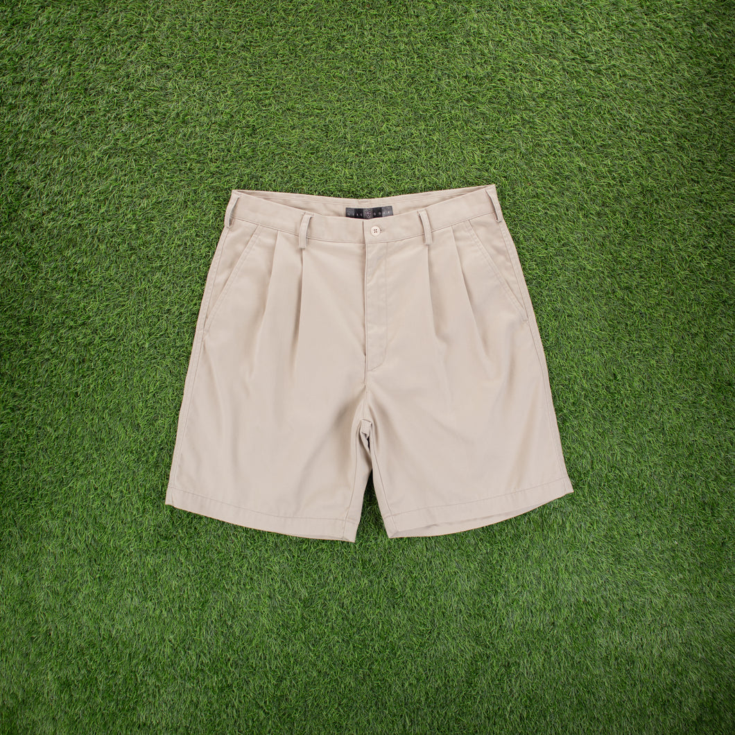 (2001) Nike Golf Pleated Beige Chino Shorts - M (30/32”)