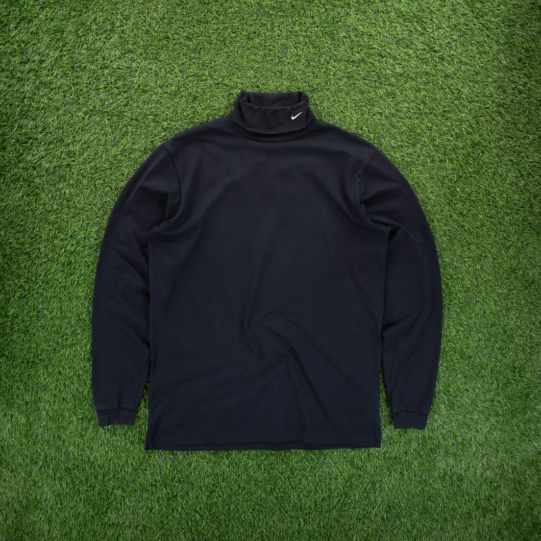 (2014) Nike Golf Dry-Fit Small Swoosh Embroidered Turtleneck Black Long Sleeve T-Shirt - M