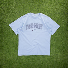 Load image into Gallery viewer, Nike Large Spell Out 3D Illusion Swoosh Graphic Light Blue T-Shirt - L/XL
