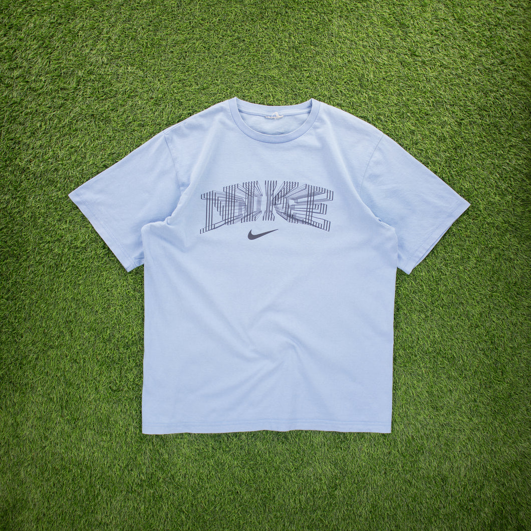 Nike Large Spell Out 3D Illusion Swoosh Graphic Light Blue T-Shirt - L/XL