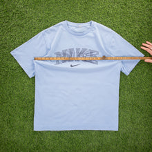 Load image into Gallery viewer, Nike Large Spell Out 3D Illusion Swoosh Graphic Light Blue T-Shirt - L/XL
