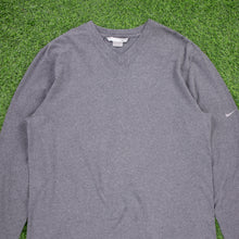 Load image into Gallery viewer, (2004) Nike Small Swoosh Embroidered Grey V-Neck Longsleeve T-Shirt - L/XL
