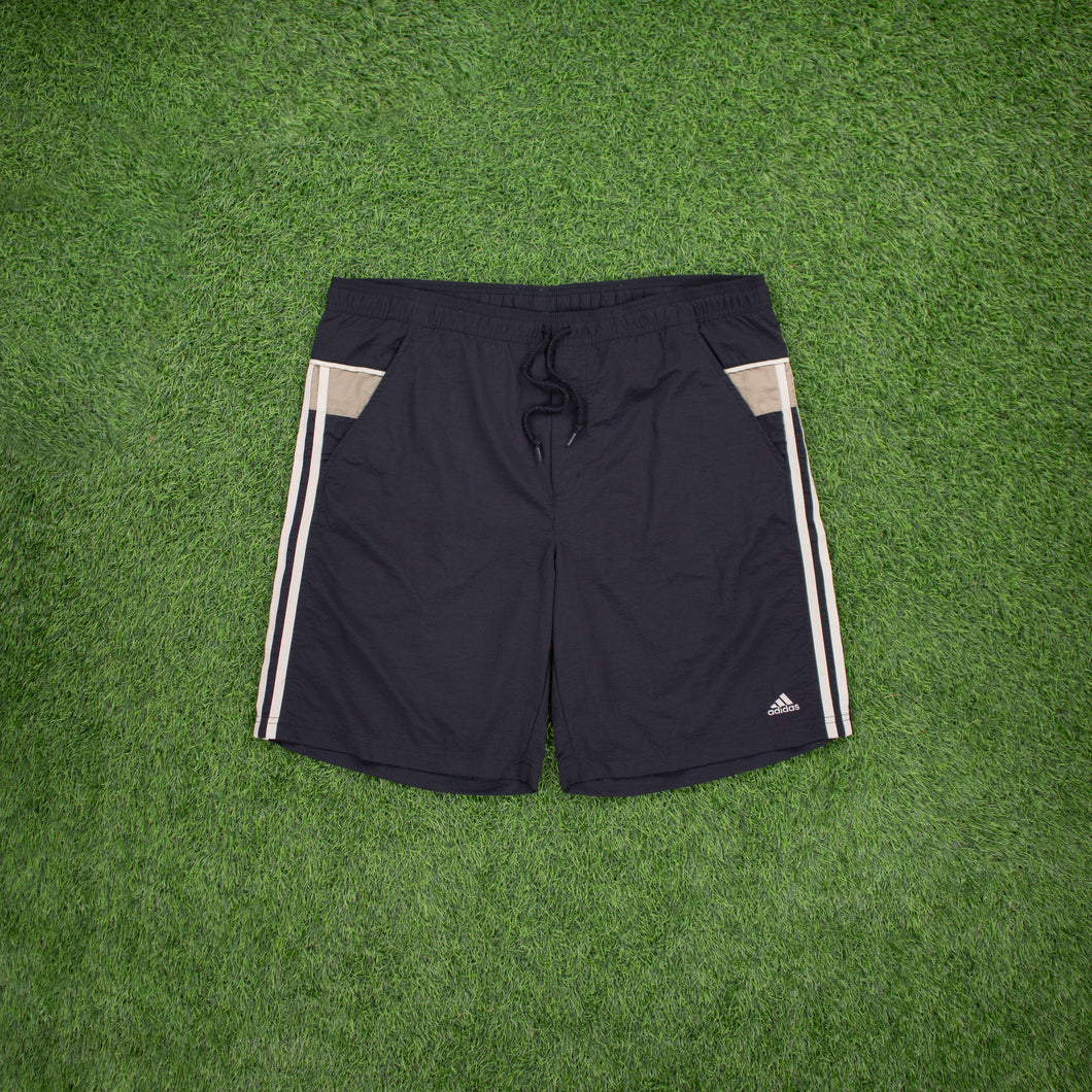 (2004) Adidas 3-Stripe Embroidered Pocket Black Swim Sports Cargo Shorts - M/L (32/34”)