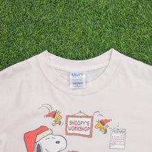 Load image into Gallery viewer, Snoopy Woodstock Peanuts Santas Workshop Christmas Graphic Beige T-Shirt - M
