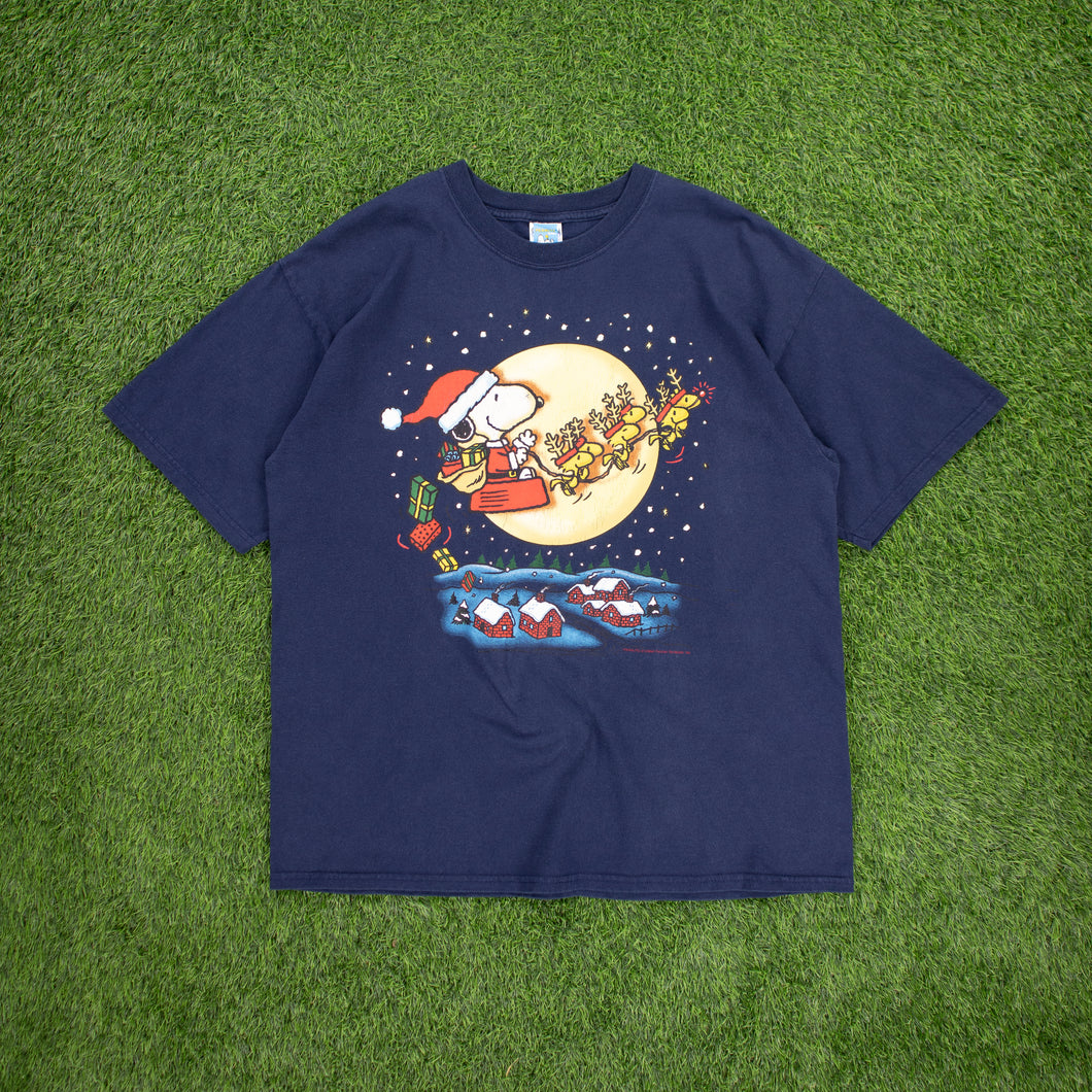 Snoopy Woodstock Peanuts Santas Slay Christmas Graphic Navy T-Shirt - L/XL