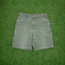 Load image into Gallery viewer, Carhartt Carpenter Workwear Medium Wash Denim Green Jort Shorts - 32”
