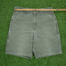Load image into Gallery viewer, Carhartt Carpenter Workwear Medium Wash Denim Green Jort Shorts - 32”
