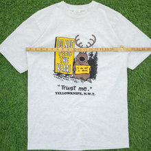 Load image into Gallery viewer, Farley &amp; Co ‘Do Not Feed The Bears, I Am Not A Bear, Trust Me’ Yellowknife N.W.T Joke Graphic Single Stitch T-Shirt - M
