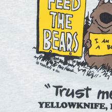 Load image into Gallery viewer, Farley &amp; Co ‘Do Not Feed The Bears, I Am Not A Bear, Trust Me’ Yellowknife N.W.T Joke Graphic Single Stitch T-Shirt - M
