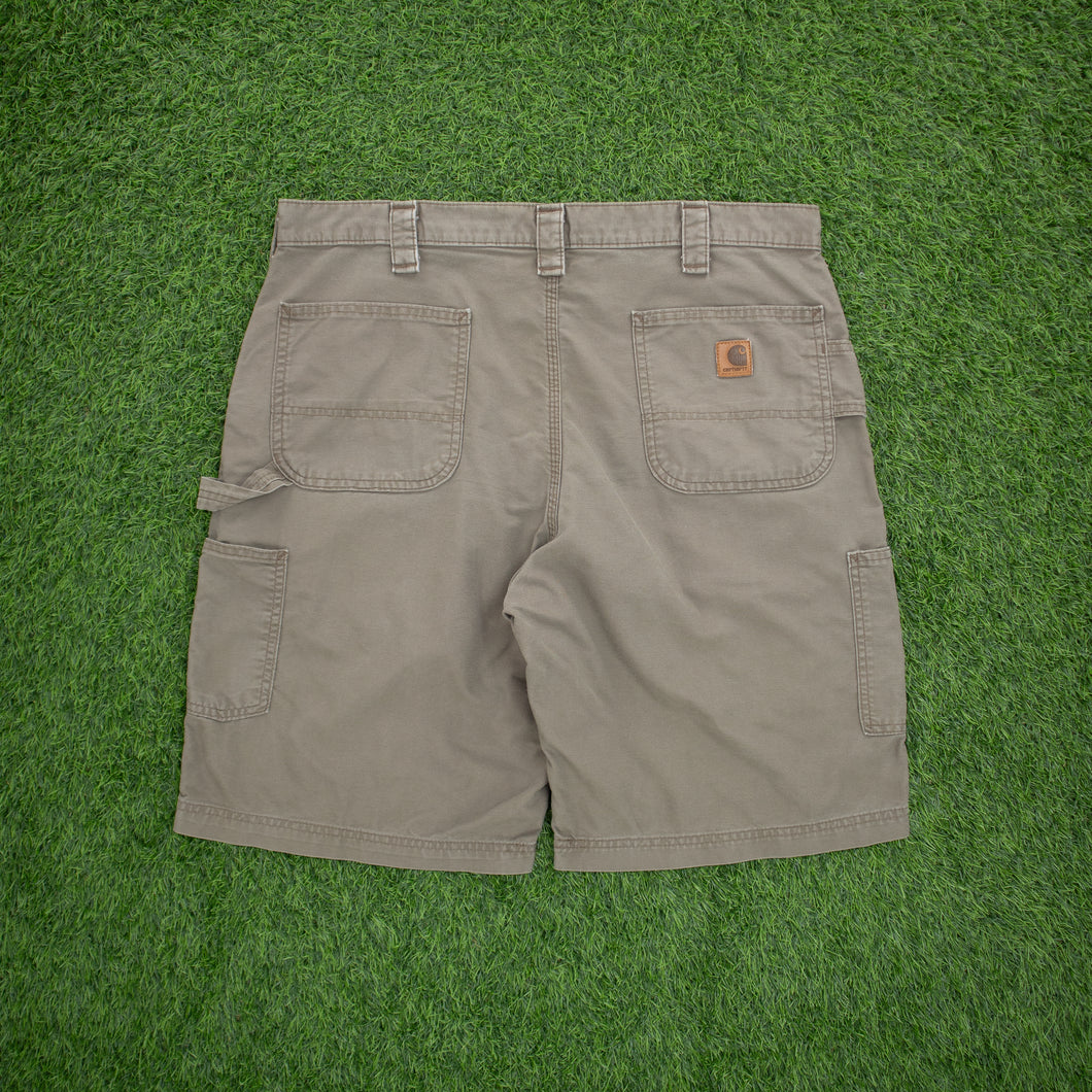 Carhartt Carpenter Workwear Canvas Khaki Green Shorts - 38”