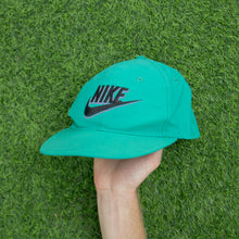 Load image into Gallery viewer, 1993 Nike 3D Swoosh Logo Embroidered Turquoise Green Purple Nylon SnapBack Cap - One Size
