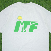 Load image into Gallery viewer, ITF International Tennis Federation Logo Double Sided Graphic Deadstock Screen Stars Single Stitch T-Shirt - XL
