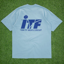 Load image into Gallery viewer, (1998) ITF Men’s Circuit International Tennis Federation Logo Double Sided Graphic Deadstock JERZEES T-Shirt - XL
