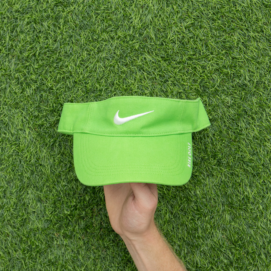 2008 Nike Golf Small Swoosh Spell Out Embroidered Two Tone Green Visor Cap - One Size (S/M)