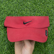 Load image into Gallery viewer, 2003 Nike Dri-Fit Small Swoosh Embroidered Two Tone Red Elastic Fitted Visor Cap - One Size
