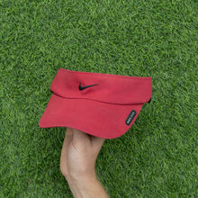 Load image into Gallery viewer, 2003 Nike Dri-Fit Small Swoosh Embroidered Two Tone Red Elastic Fitted Visor Cap - One Size
