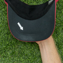 Load image into Gallery viewer, 2003 Nike Dri-Fit Small Swoosh Embroidered Two Tone Red Elastic Fitted Visor Cap - One Size
