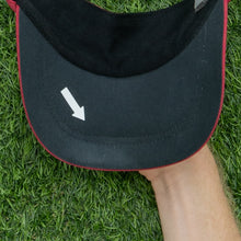 Load image into Gallery viewer, 2003 Nike Dri-Fit Small Swoosh Embroidered Two Tone Red Elastic Fitted Visor Cap - One Size
