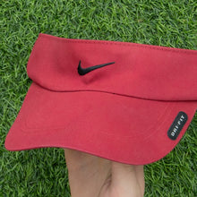 Load image into Gallery viewer, 2003 Nike Dri-Fit Small Swoosh Embroidered Two Tone Red Elastic Fitted Visor Cap - One Size
