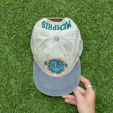 Load image into Gallery viewer, Hard Rock Cafe Memphis Save The Planet Love All Serve All Corduroy Denim Two Tone 6-Panel Snapback Cap - One Size
