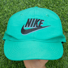 Load image into Gallery viewer, 1993 Nike 3D Swoosh Logo Embroidered Turquoise Green Purple Nylon SnapBack Cap - One Size
