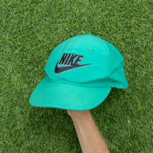 Load image into Gallery viewer, 1993 Nike 3D Swoosh Logo Embroidered Turquoise Green Purple Nylon SnapBack Cap - One Size
