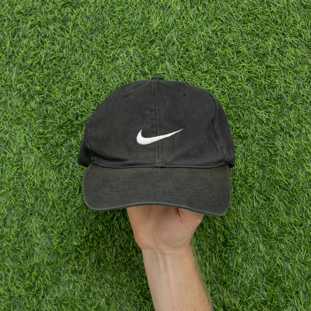 1998 Nike Small Swoosh Embroidered Black Two Tone 6-Panel Cap - One Size
