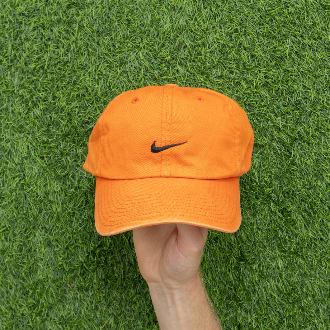 2000 Nike Small Centre Swoosh Embroidered Orange Cap - One Size