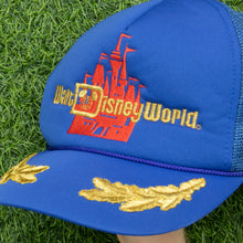 Load image into Gallery viewer, Walt Disney World Magic Kingdom Castle Embroidered Laurel Wreath Mesh Rope Trucker Snapback Cap - One Size
