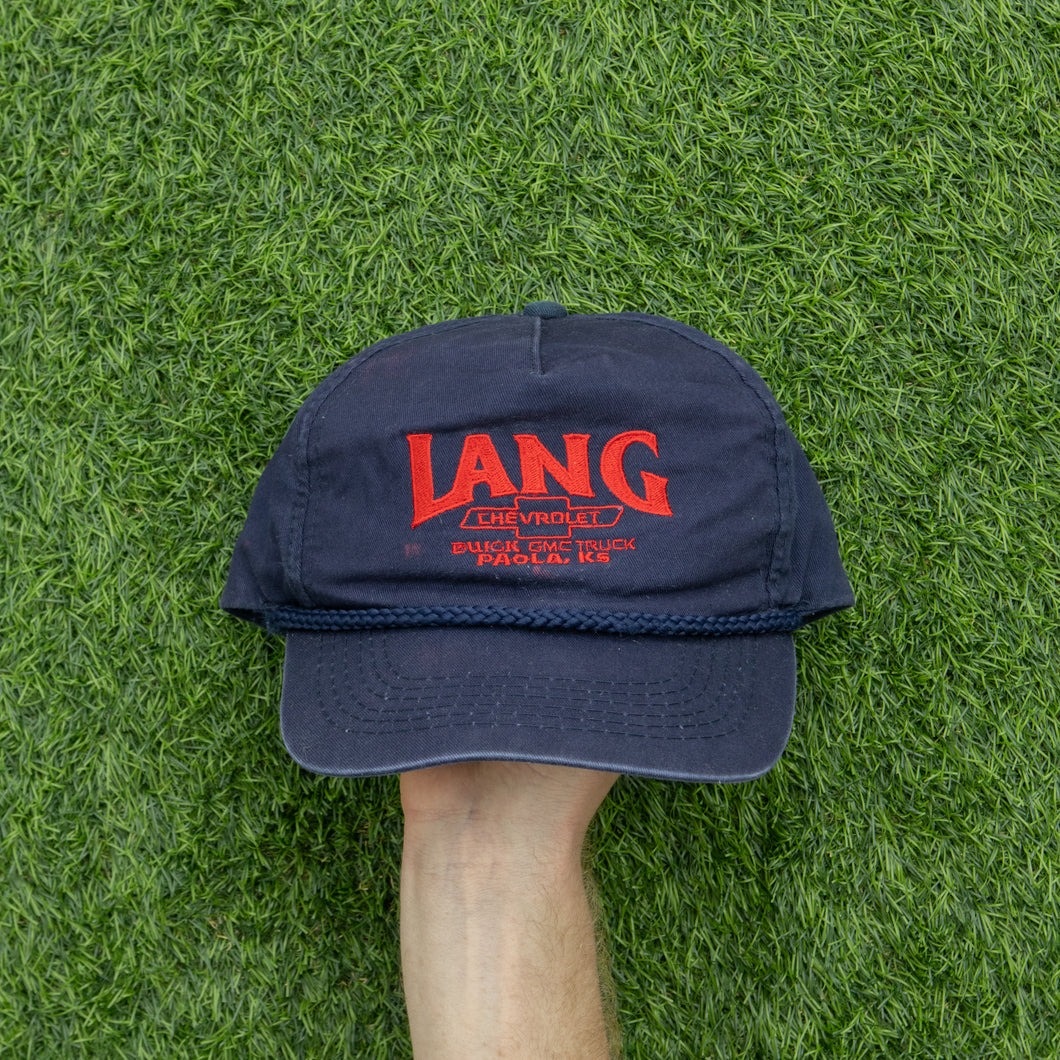 Lang Chevrolet Buick GMC Truck Embroidered Paola, KS Automobile Dealership Promotional Rope Trucker Snapback Cap - One Size