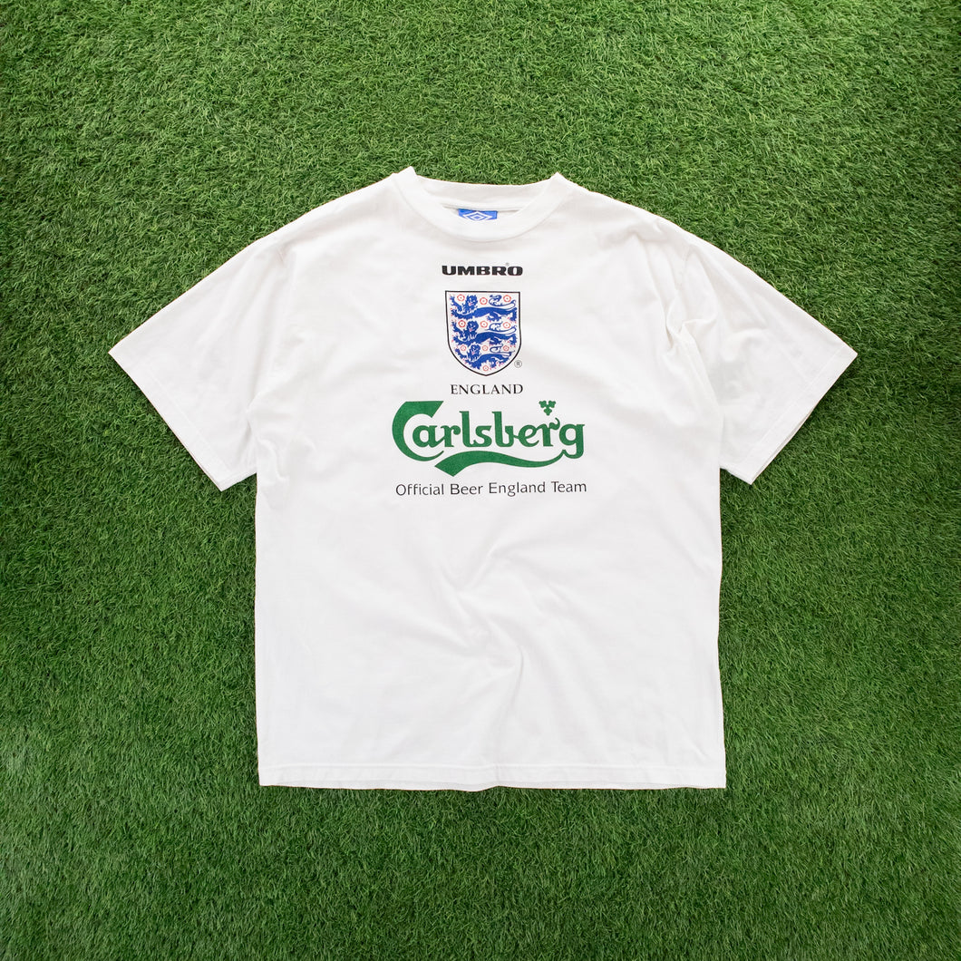 (1996) England Umbro Carlsberg Promotional Graphic Football T-Shirt - XL/XXL