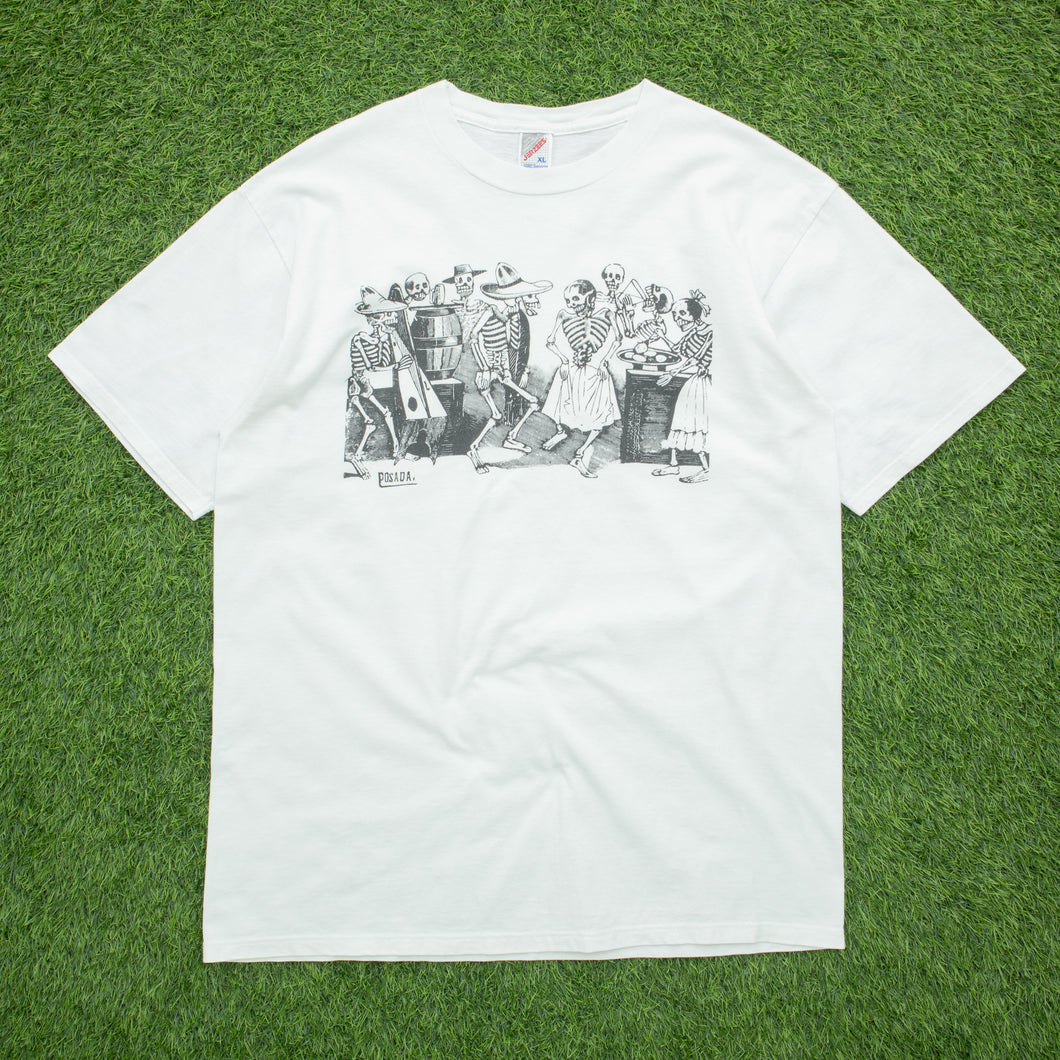 Posada José Guadalupe Gran Fandango Dance Of The Calaveras Day Of Dead Mexican Skeleton Bar Art JERZEES Halloween Graphic T-Shirt - XL