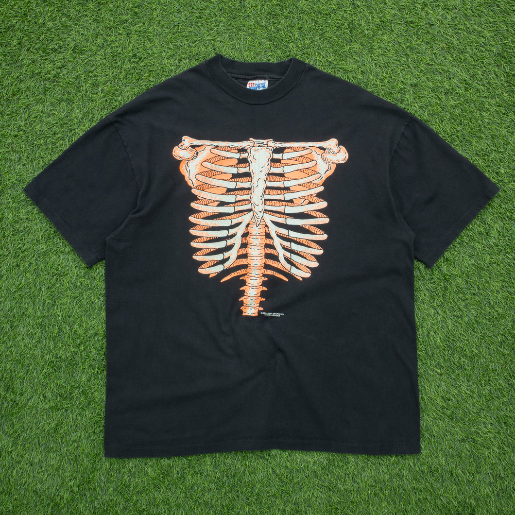 1991 Rib Cage Glow In The Dark Skeleton Bones Tempe Arizona Brieland Graphics Hanes Halloween Single Stitch Graphic T-Shirt - XL