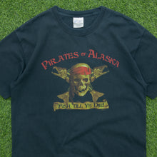 Load image into Gallery viewer, 2005 Pirates Of Alaska Fish Till Ye Die Pirates Of The Caribbean Parody Graphic Halloween T-Shirt - L

