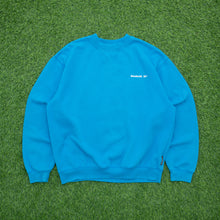 Load image into Gallery viewer, Reebok Essentials Small Spell Out Logo Embroidered Oversized Boxy Crewneck Turquoise Blue Sweatshirt - S/M
