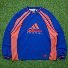 Load image into Gallery viewer, Adidas Basketball Embroidered Logo Mesh Pullover Oversized Crewneck Blue Sweatshirt - XL
