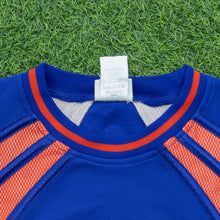Load image into Gallery viewer, Adidas Basketball Embroidered Logo Mesh Pullover Oversized Crewneck Blue Sweatshirt - XL
