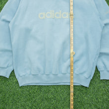 Load image into Gallery viewer, Women’s 2001 Adidas Spell Out Embroidered Logo Boxy Crewneck Light Blue Sweatshirt - M (10-12)
