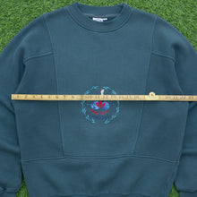 Load image into Gallery viewer, Adidas Golf Laurel Wreath Embroidered Logo Panel Crewneck Teal Blue Sweatshirt - L (40/42)
