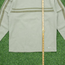 Load image into Gallery viewer, Women’s Nike Small Swoosh Embroidered Logo Stripe Taping Waffle V-Neck Khaki Sweatshirt - M (10-12)
