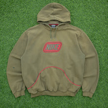Load image into Gallery viewer, 2001 Nike Spell Out Embroidered Box Logo Piping Boxy Brown Hoodie - M
