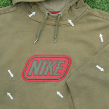 Load image into Gallery viewer, 2001 Nike Spell Out Embroidered Box Logo Piping Boxy Brown Hoodie - M
